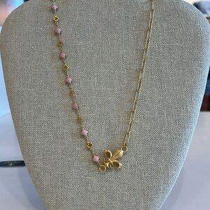 French Kande - 38” 24K Blush Quatrefoil and Nantes chains with Fleur Connector